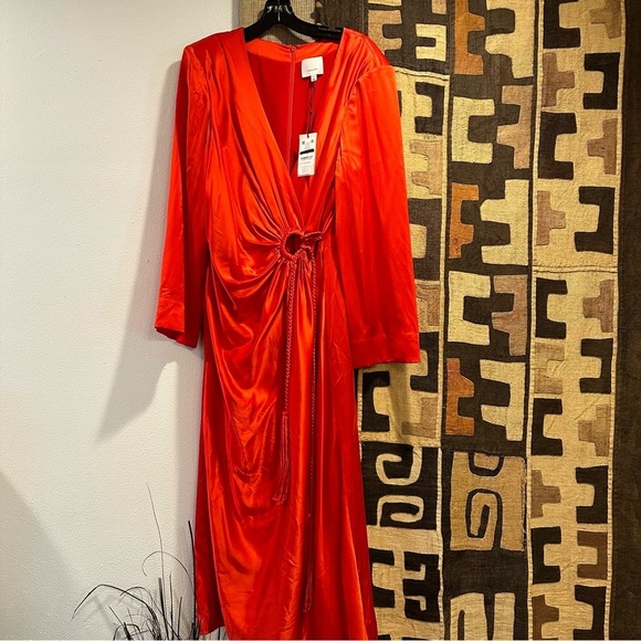 🔥🔥🔥NWT Cinq A Sept Serena Long Sleeve Silk Dress size 14 reg $695 Valentines! - Picture 5 of 9